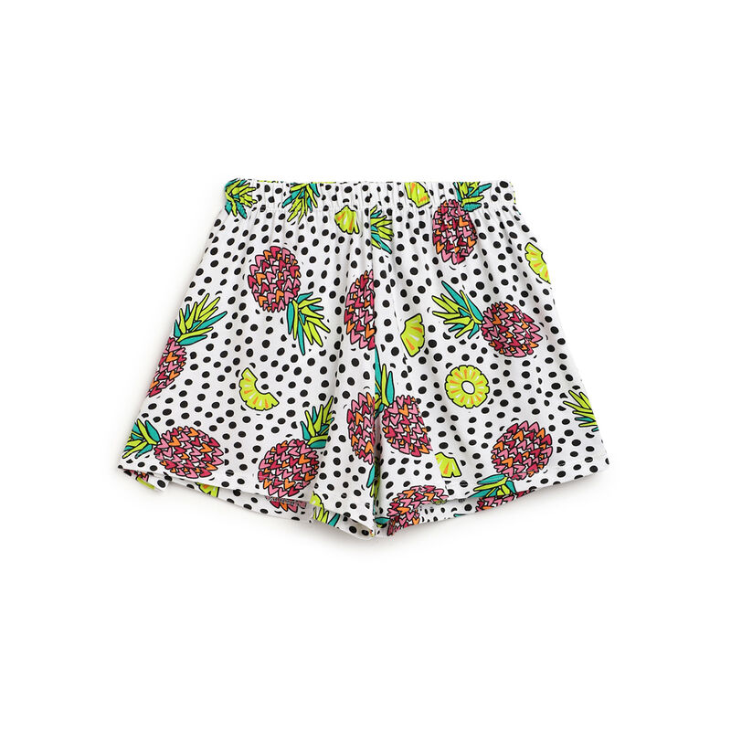 Girls White Printed Outfit with Short Pants image number 2